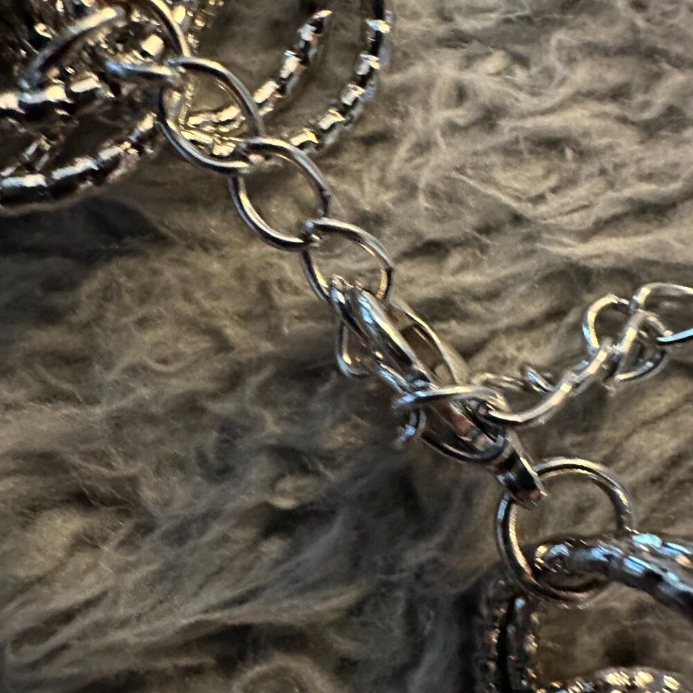 Mesh Silvertone Adjustable Statement Bracelet - image 4